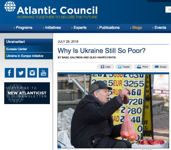 Статья Atlantic Council «Почему Украина остаётся такой бедной?»