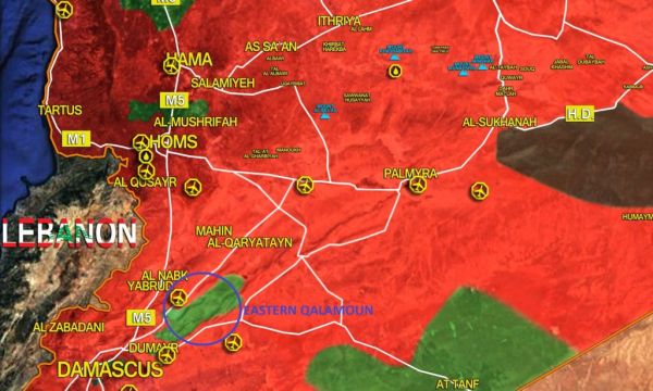 Восточный Каламун на карте Сирии