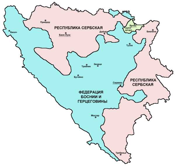 Коридор Брчко на карте боснии и Герцеговины