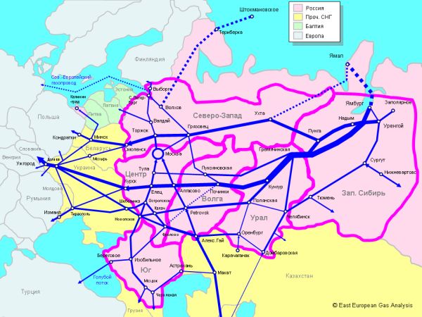 Два пути транспортировки газа в Германию: через Украину и через Балтику.