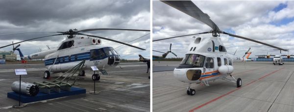 Модернизированные на Мотор-Сич вертолеты Ми-8МСБ-Т и Ми-2МСБ на выставке в Астане 2018