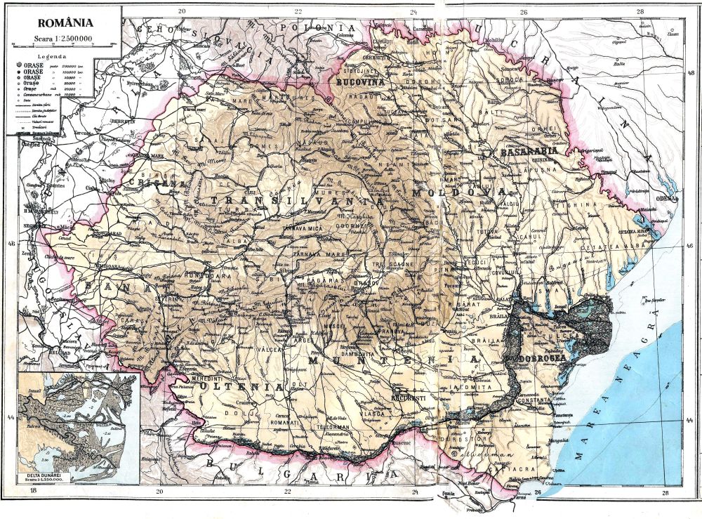 Карта Румынии с Буковиной в её составе (до Второй мировой войны). Фото adevarul.ro