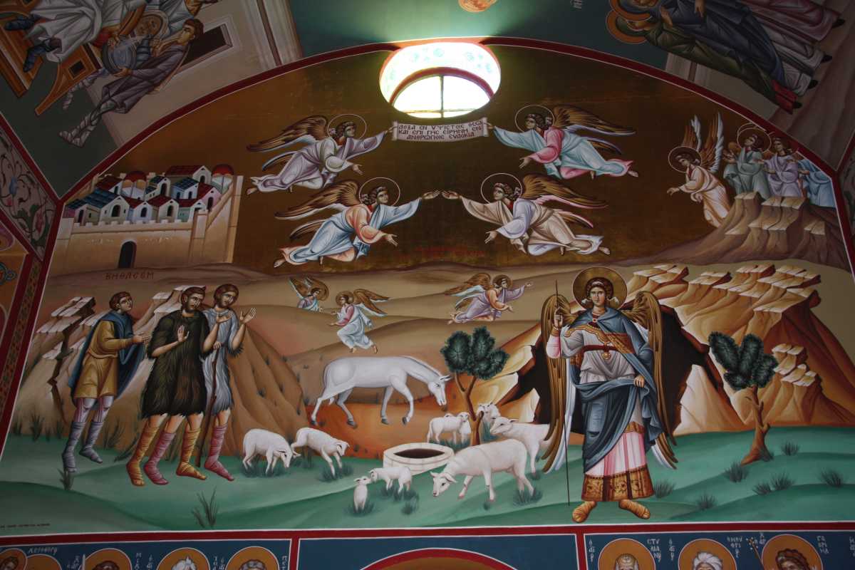 Фреска православного монастыря на Поле пастушков