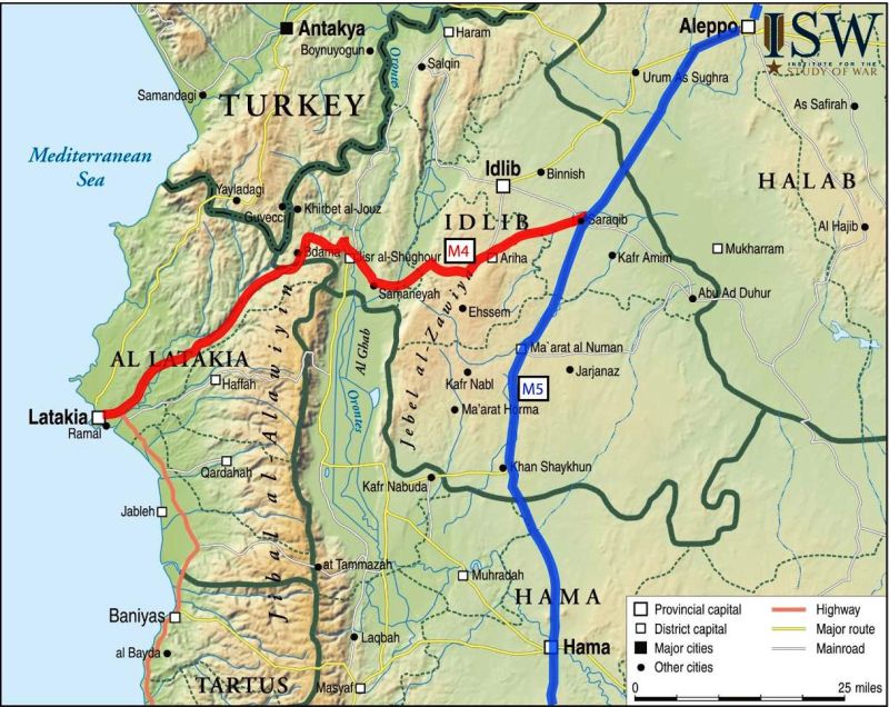 Основные дороги северо-запада Сирии