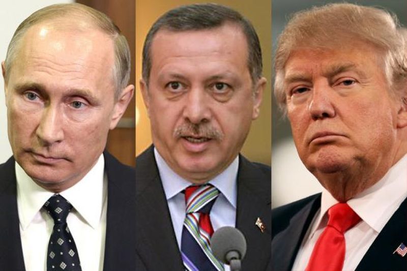 В. Путин, Р. Эрдоган, Д. Трамп