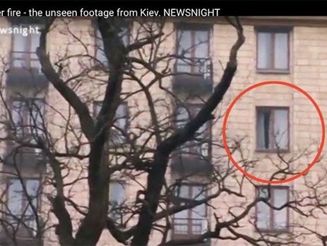 Окно, из которого, как предполагается, 20 февраля 2014 года в Киеве расстреливали людей.