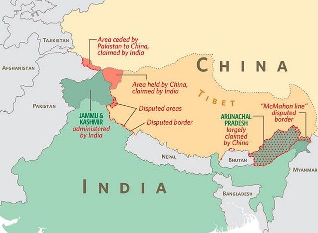 Спорные районы китайско-индийского приграничья