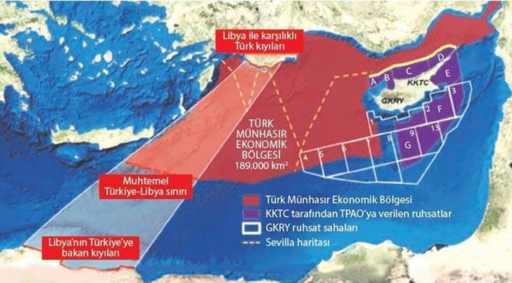 Разграничение морских пространств согласно турецко-триполитанской сделке.