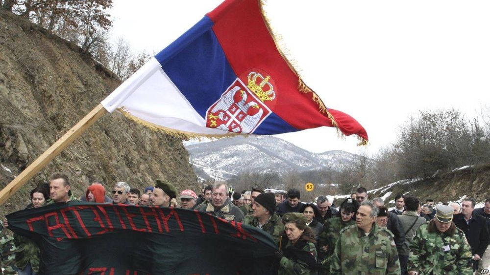Протестная акция у границ Косово.