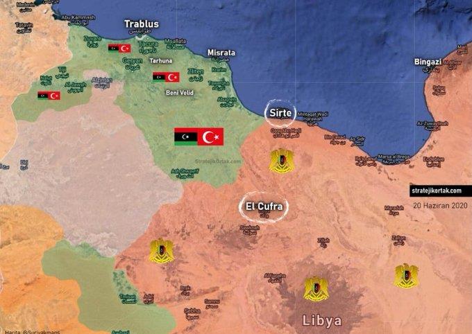 Контроль над территориями в Ливии на 24 июня 2020 г.