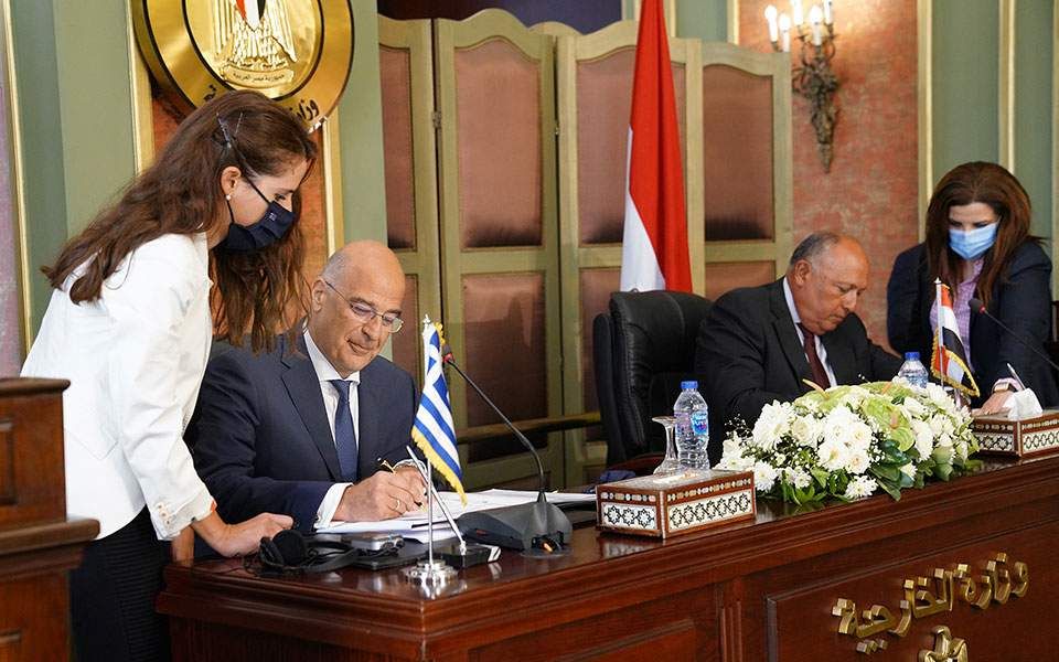 Подписание греко-египетского соглашения в Каире. Фото Катимерини