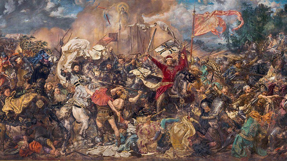 Картина Яна Матейко Грюнвальдская битва. Никаких белорусских флагов на ней нет