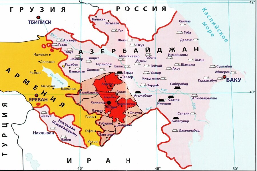 Карабах и удерживаемые армянскими силами внутренние районы Азербайджана