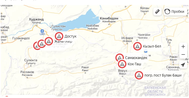 Карта боестолкновений в Баткенской области