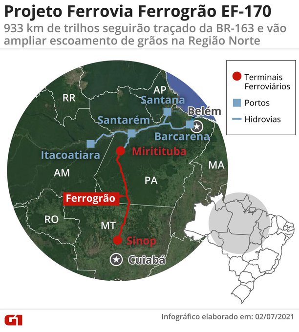 Карта проекта Ferrogrão