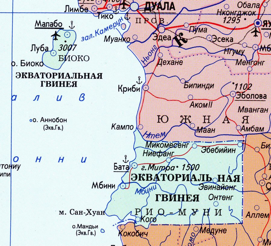 Карта Экваториальной Гвинеи