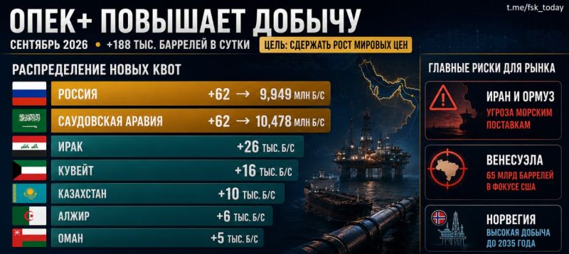 ОПЕК+ повышает добычу нефти