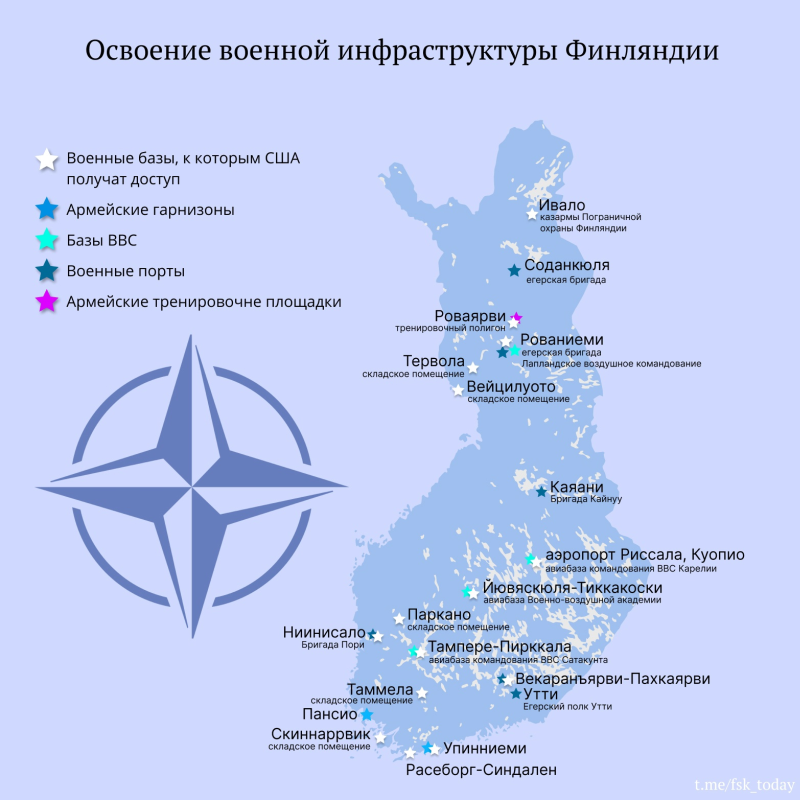 Базы НАТО в Финляндии на текущий момент