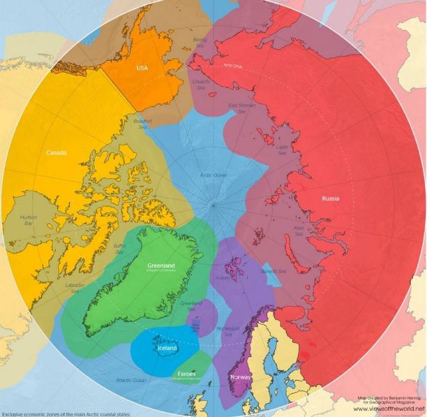 На картах – шесть исключительных экономических зон Арктики