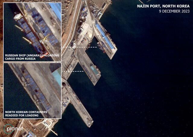 Westliche Fotos des Hafens von Najin in der DVRK, von dem aus angeblich Lieferungen in die Russische Föderation erfolgen