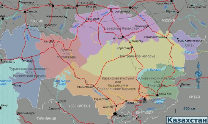 Карта Казахстана.