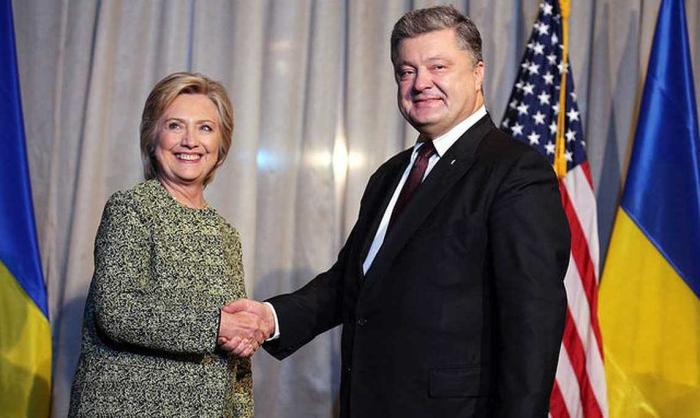 Пётр Порошенко и кандидат в президенты США Хиллари Клинтон