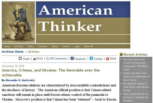American Thinker советует Западу признать Крым и ЛДНР