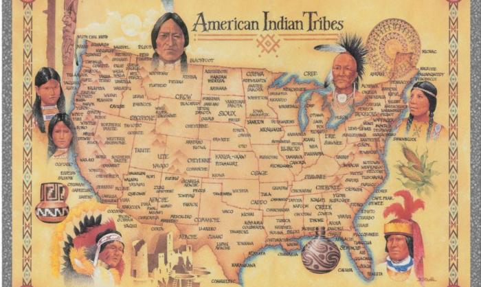 Карта индейских племён Северной Америки