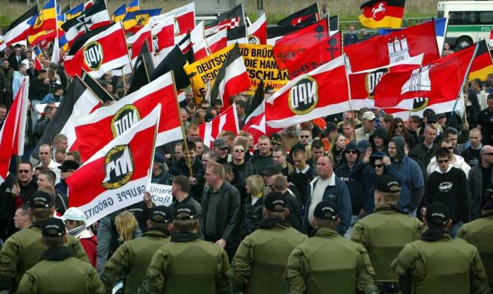Демонстрация немецких неонацистов из НДП, Nationaldemokratische Partei Deutschlands