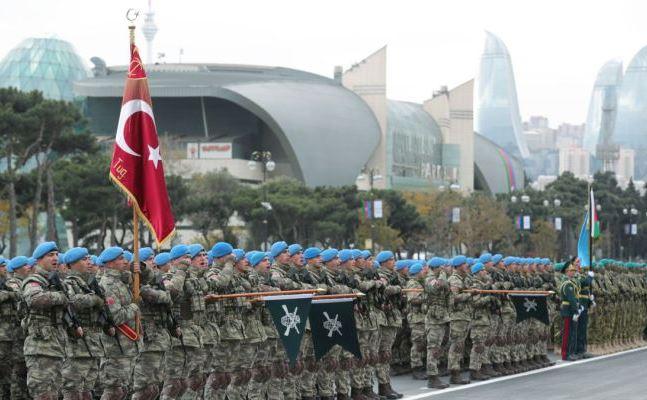 В Баку прошёл военный парад под турецкими флагами