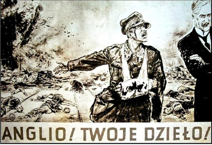 «Англия! Это твое дело!» – говорит истекающий кровью польский солдат, показывая британскому премьер-министру Невиллу Чемберлену на развалины Варшавы в 1939 году. Однако этот урок истории ничему поляков не научил. 