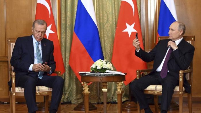 Президенты России и Турции Владимир Путин и Реджеп Эрдоган