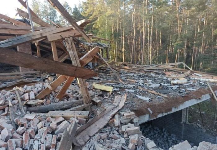 последствия удара в Герани по цели в Балаклее Харьковской области, источник МАХ-канал Хроники Гераней
