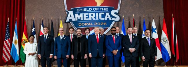 В марте 2026 года Трамп провёл во Флориде саммит «Щит Америк», на котором собрались более десятка лидеров стран Западного полушария