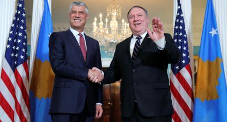 Госсекретарь США Помпео и главарь косовских бандитов в ранге «президента» Тачи