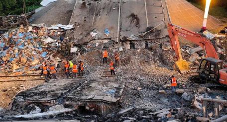 железнодорожные пути в Выгоничском районе Брянской области, где в результате теракта обрушился мост, расчищены, источник Телеграм-канал Оперативные сводки