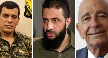 Основные действующие лица драмы сирийских курдов: командующий СДС М. Абди, временный президент Сирии М. аш-Шара`а и спецпредставитель Трампа, помол США в Турции Том Баррак