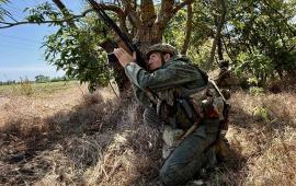 штурмовики и расчёты БПЛА 58-й гвардейской общевойсковой армии группировки «Днепр» совершенствуют навыки на полигонах в Запорожской области, источник МАХ-канал Минобороны России